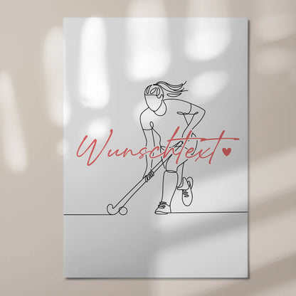 Lineart Fotoboard Magnet Wandbild Feldhockey Geschenk Tochter & Schwester