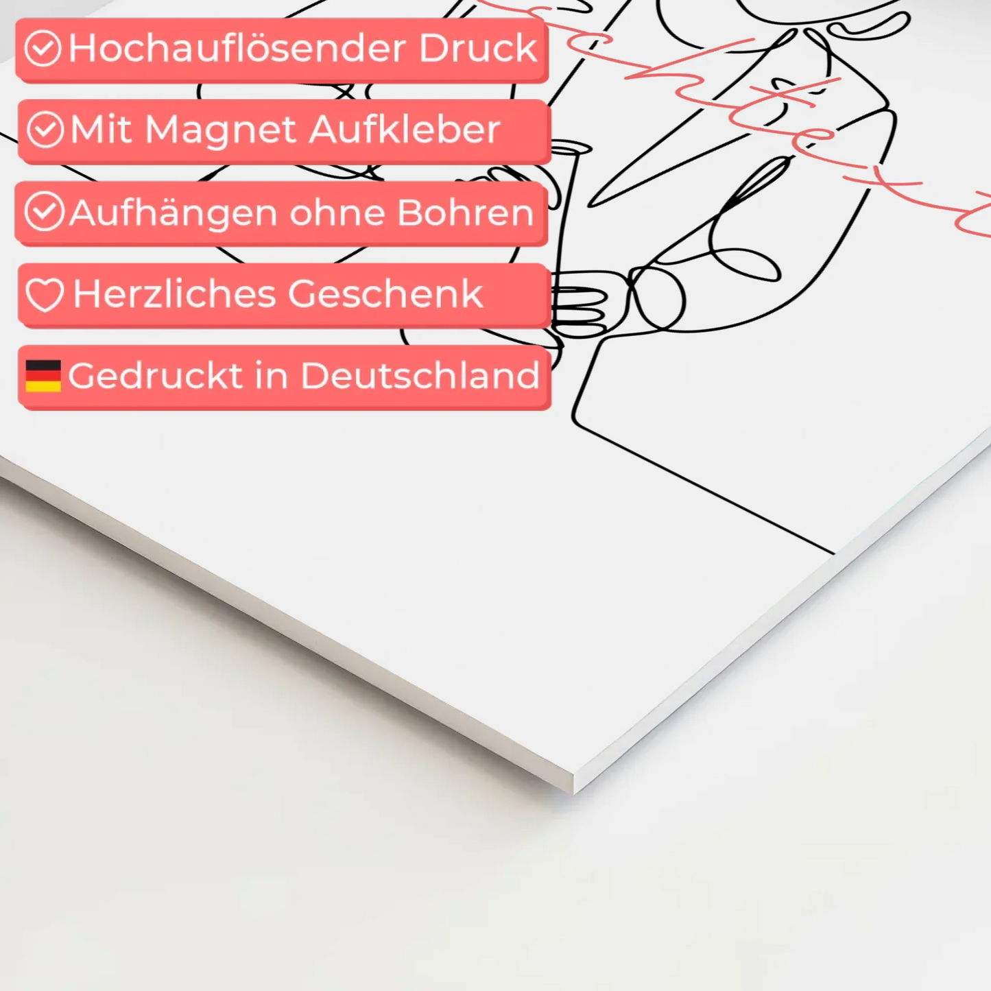 Lineart Fotoboard Magnet Wandbild Biologe Geschenk Tochter & Schwester