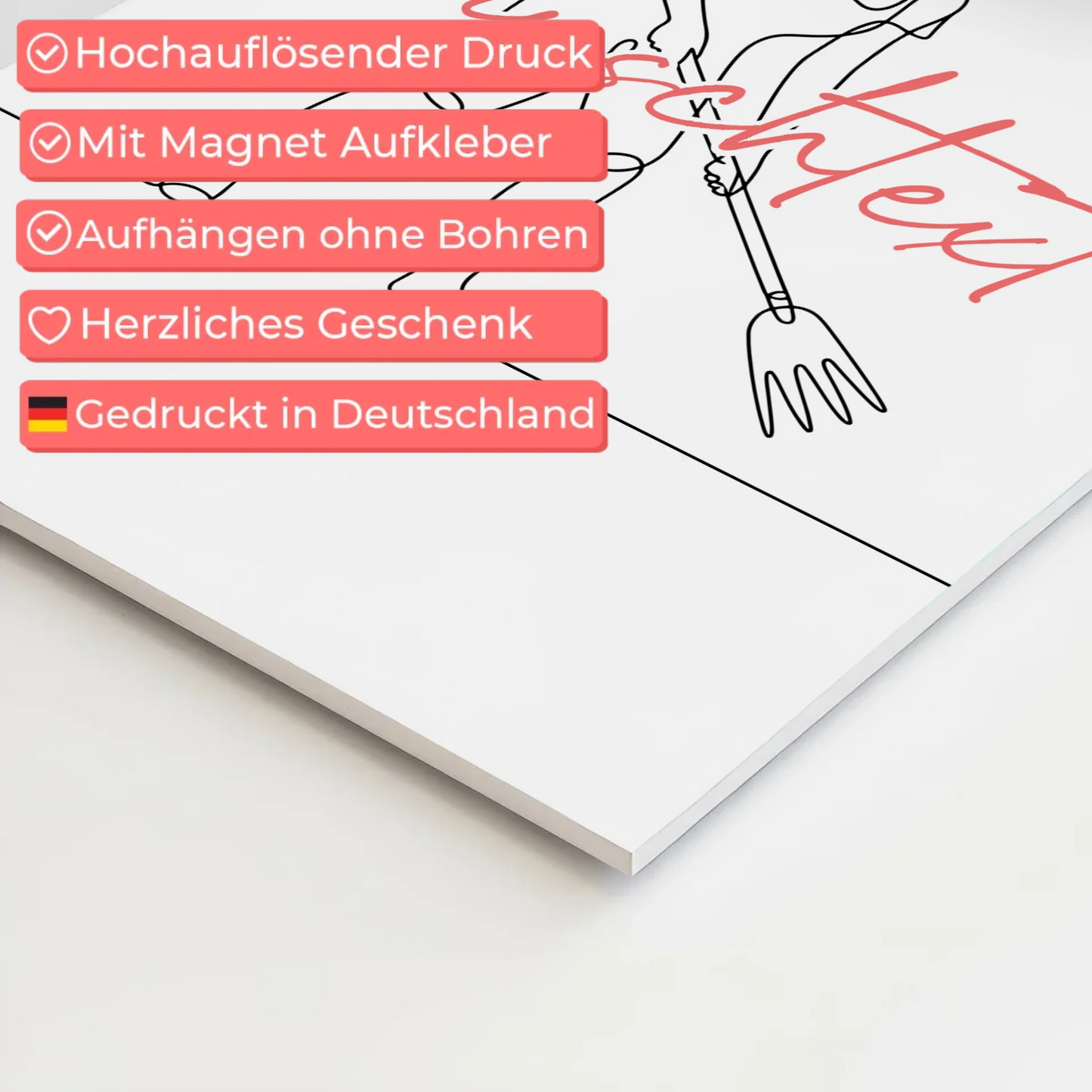 Lineart Fotoboard Magnet Wandbild Gartenarbeit Geschenk Tochter & Schwester