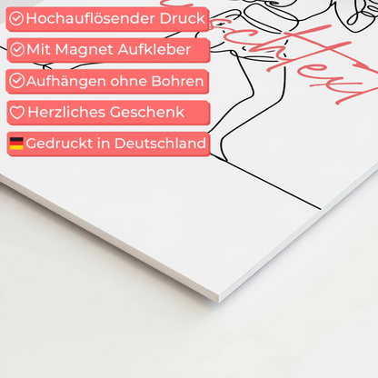 Lineart Fotoboard Magnet Wandbild Boxen Geschenk Tochter & Schwester