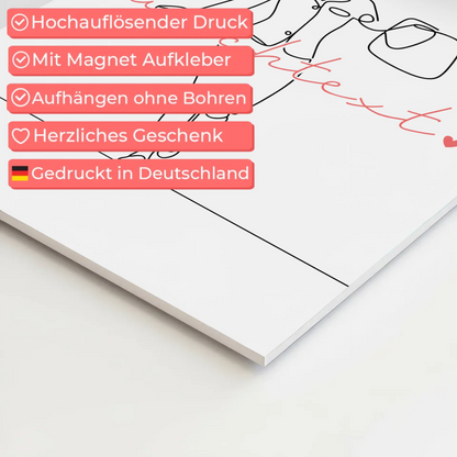 Lineart Fotoboard Magnet Wandbild Flugbegleiter Geschenk Tochter & Schwester