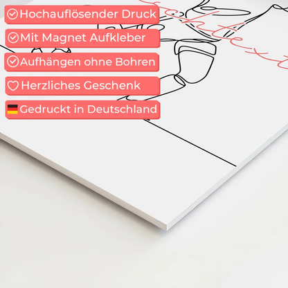 Lineart Fotoboard Magnetisch Personalisiert Fußball Geschenk Tochter & Schwester