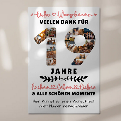 Personalisiertes Fotoboard Magnet Poster 19 Geburtstag Für Sohn Tochter Schwester Bruder Neffe & Nichte