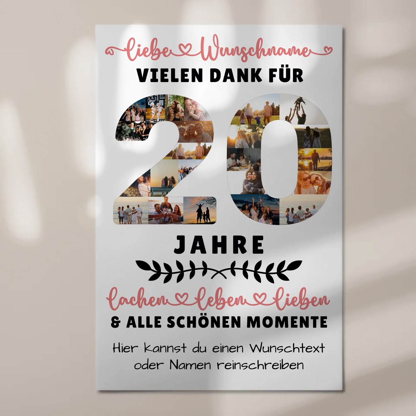 Personalisiertes Magnet Fotoboard 20 Geburtstag Für Sohn Tochter Schwester Bruder Nichte & Neffe