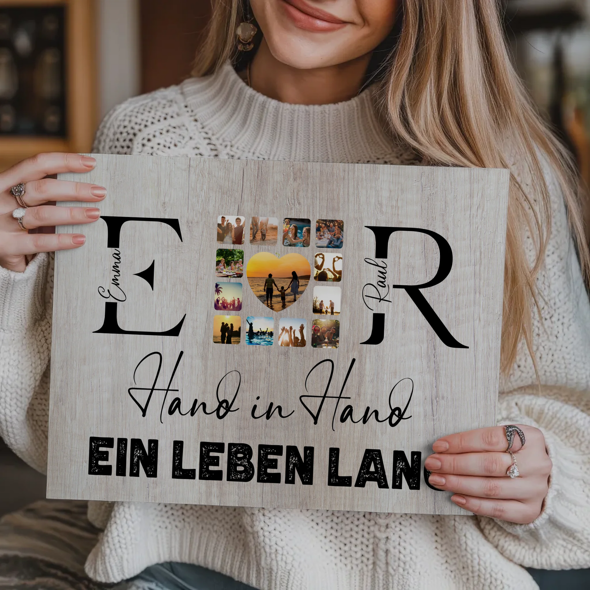 Magnet Fotoboard Geschenk Personalisiert Mit Initialien Namen und Fotos Hand In Hand Ein Leben Lang 9