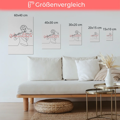 Lineart Fotoboard Magnetisch Personalisiert Flöte Geschenk Tochter & Schwester