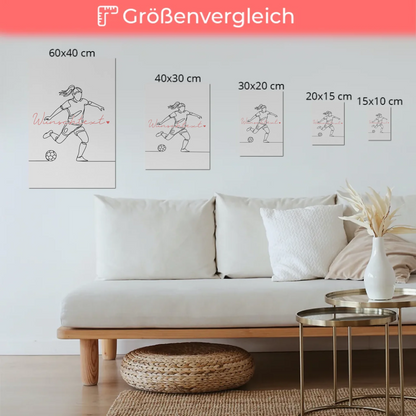 Lineart Fotoboard Magnetisch Personalisiert Fußball Geschenk Tochter & Schwester