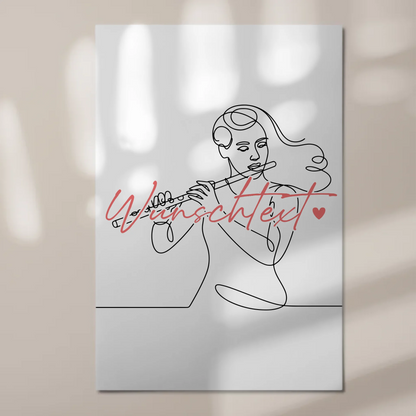 Lineart Fotoboard Magnetisch Personalisiert Flöte Geschenk Tochter & Schwester