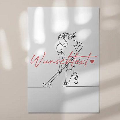 Lineart Fotoboard Magnet Wandbild Feldhockey Geschenk Tochter & Schwester