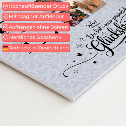 Fotoboard Magnetisch Liebe für Paare mit Initialien Namen und Fotos Personalisiert