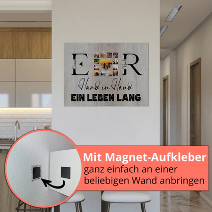 Magnet Fotoboard Geschenk Personalisiert Mit Initialien Namen und Fotos Hand In Hand Ein Leben Lang