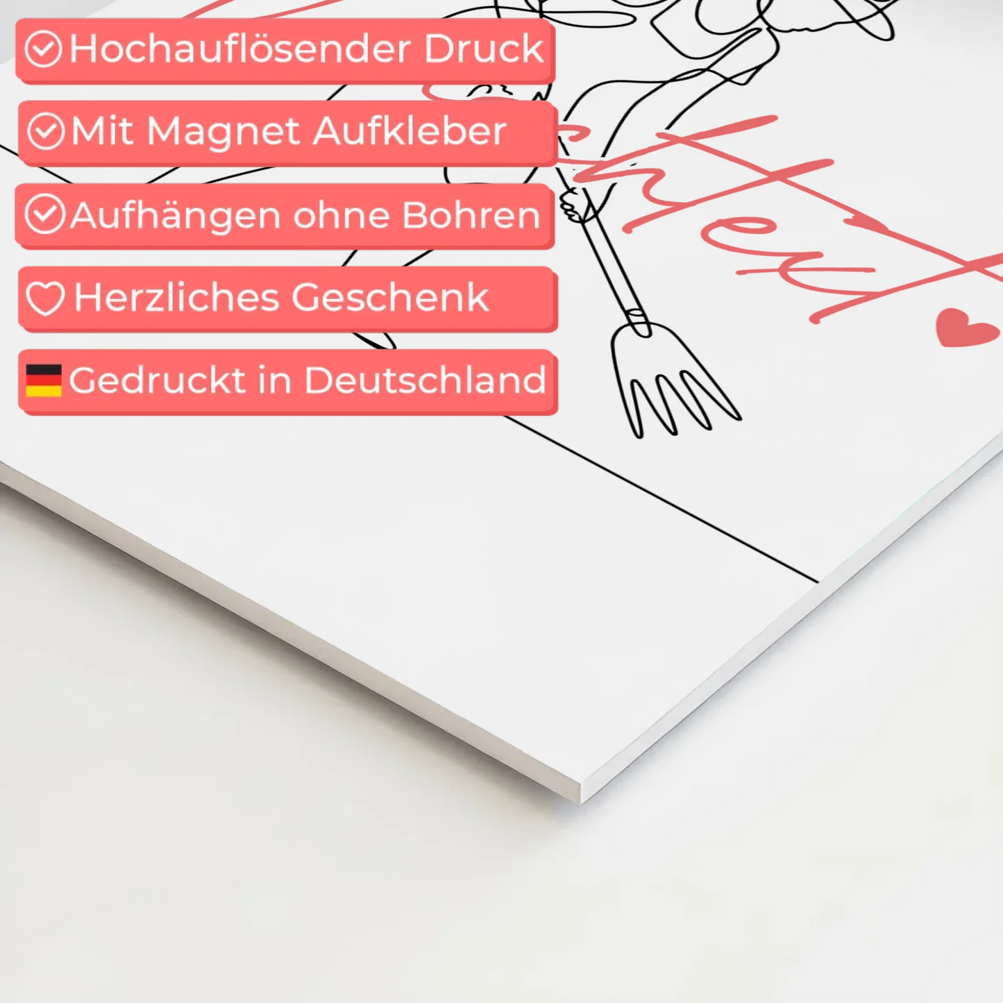 Lineart Fotoboard Magnet Wandbild Gartenarbeit Geschenk Tochter & Schwester