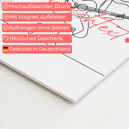 Lineart Fotoboard Magnetisch Personalisiert Gitarre Geschenk Tochter & Schwester