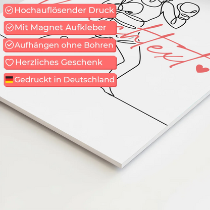 Lineart Fotoboard Magnet Wandbild Boxen Geschenk Tochter & Schwester