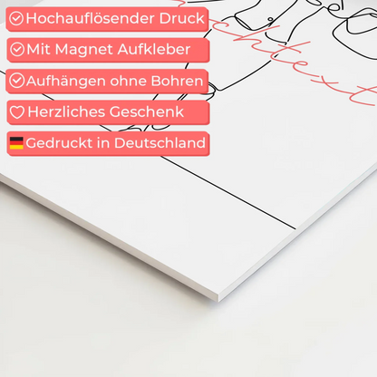 Lineart Fotoboard Magnet Wandbild Flugbegleiter Geschenk Tochter & Schwester