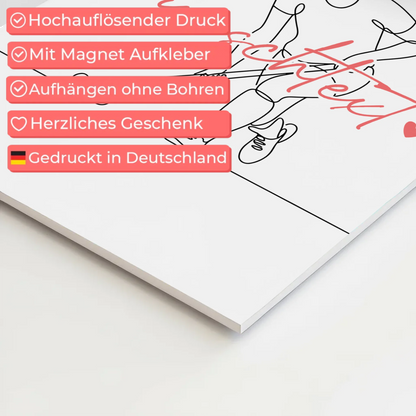 Lineart Fotoboard Magnet Wandbild Feldhockey Geschenk Tochter & Schwester