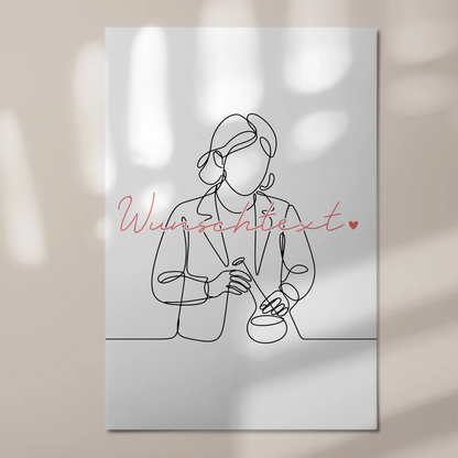 Lineart Fotoboard Magnet Wandbild Biologe Geschenk Tochter & Schwester