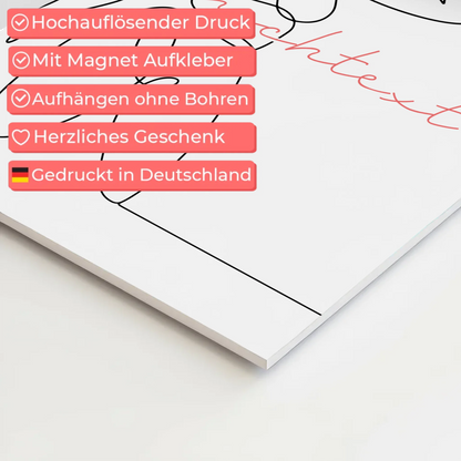 Personalisiertes Fotoboard Magnetisch Lineart Gesang Geschenk Tochter & Schwester