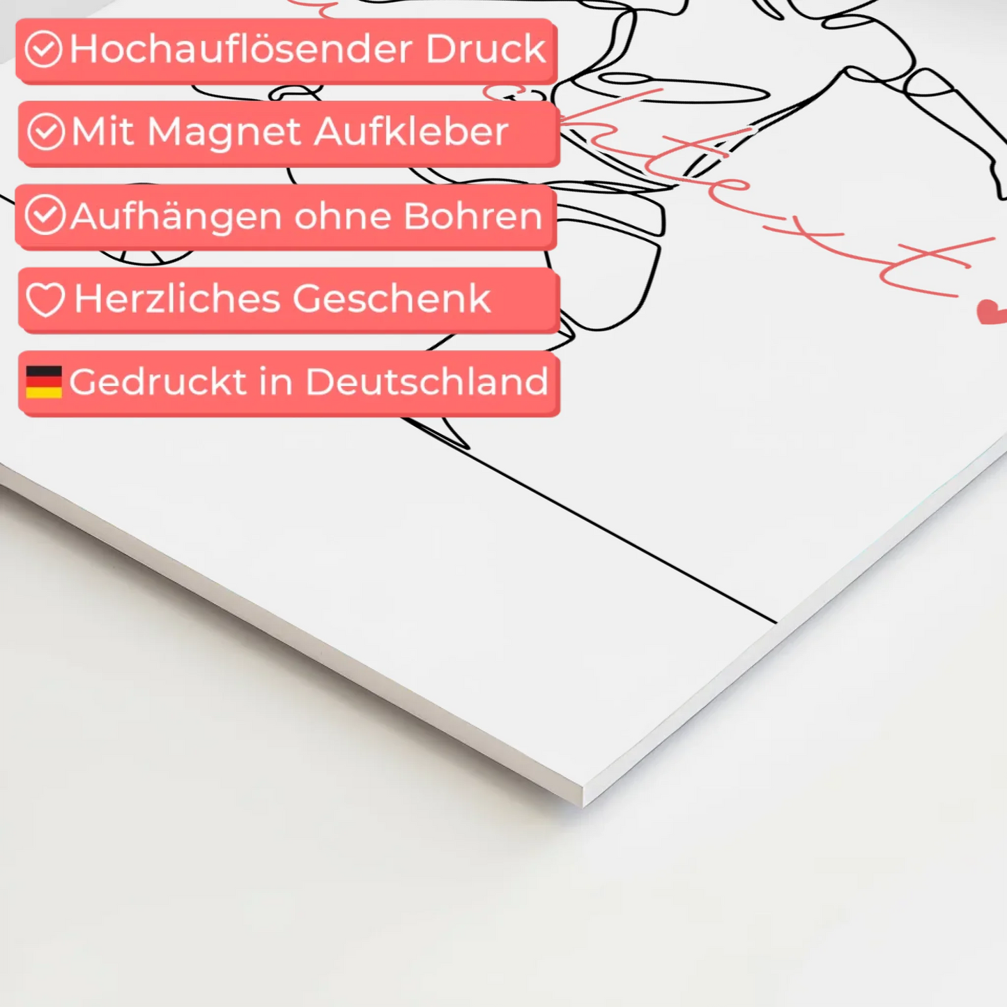 Lineart Fotoboard Magnetisch Personalisiert Fußball Geschenk Tochter & Schwester