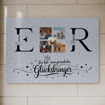 Fotoboard Magnetisch Liebe für Paare mit Initialien Namen und Fotos Personalisiert
