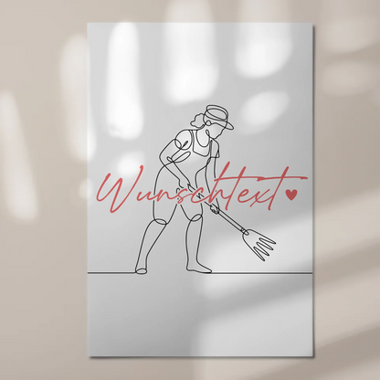 Lineart Fotoboard Magnet Wandbild Gartenarbeit Geschenk Tochter & Schwester