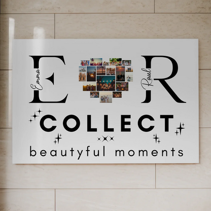 Personalisiertes Fotoboard Magnet Wandbild Paare Mit Fotos Initialien und Fotos Te Amo 1