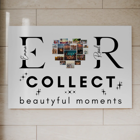 Personalisiertes Fotoboard Magnet Wandbild Paare Mit Fotos Initialien und Fotos Te Amo 1