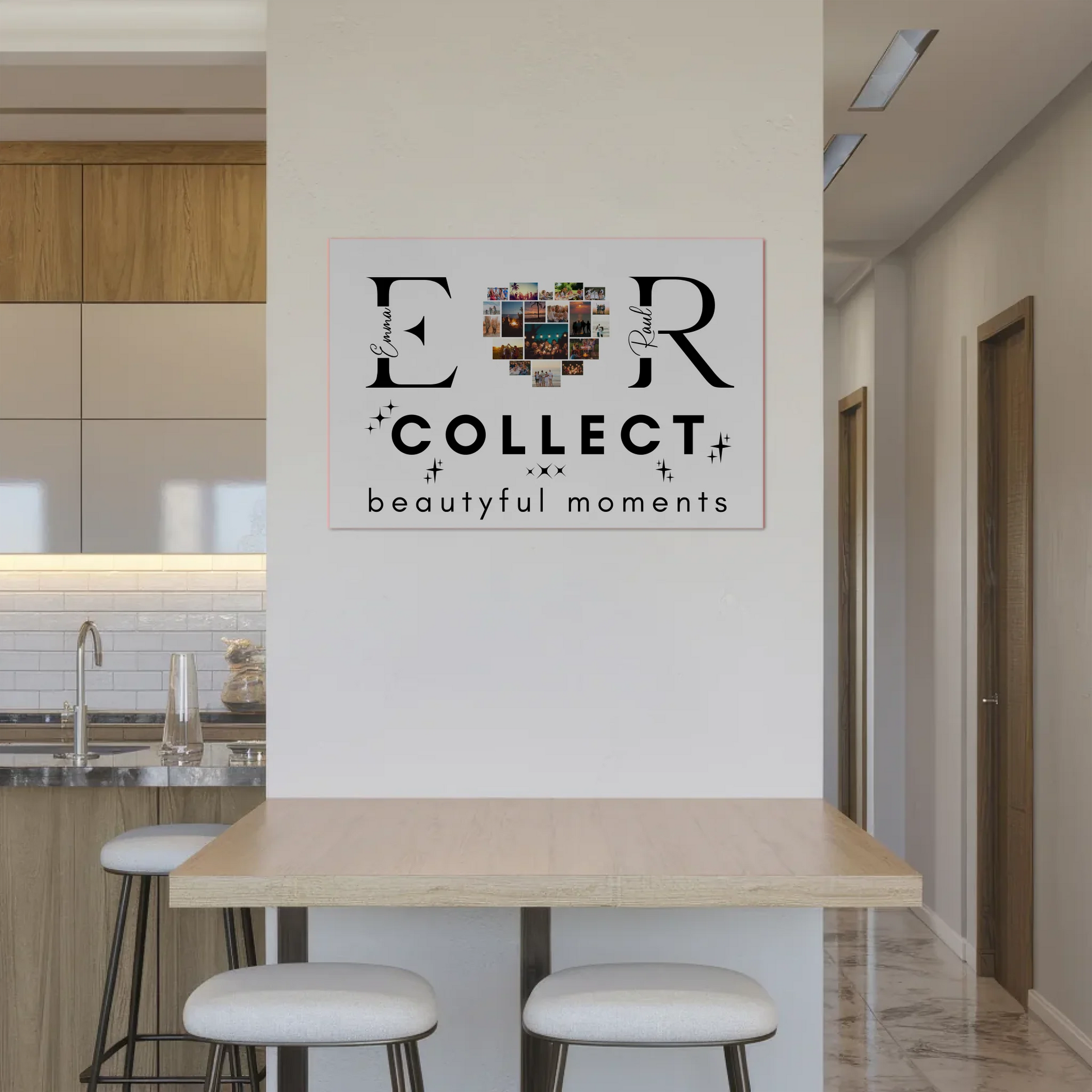 Personalisiertes Fotoboard Magnet Wandbild Paare Mit Fotos Initialien und Fotos Te Amo 2