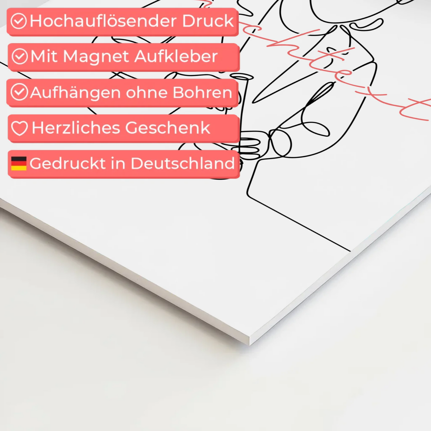 Lineart Fotoboard Magnet Wandbild Biologe Geschenk Tochter & Schwester