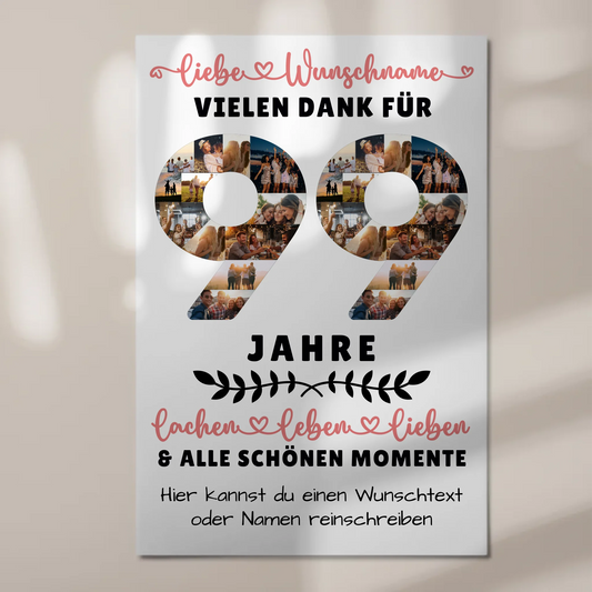 Personalisiertes Fotoboard Magnet Wandbild 99 Geburtstag Für Opa Oma Papa & Mama 1