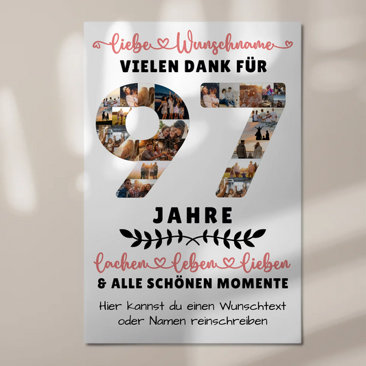 Personalisiertes Fotoboard Magnet Poster 97 Geburtstag Für Opa Oma Mama & Papa 1