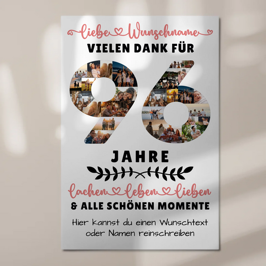 Personalisiertes Fotoboard Magnetisch 96 Geburtstag Für Oma Opa Mama & Papa 1