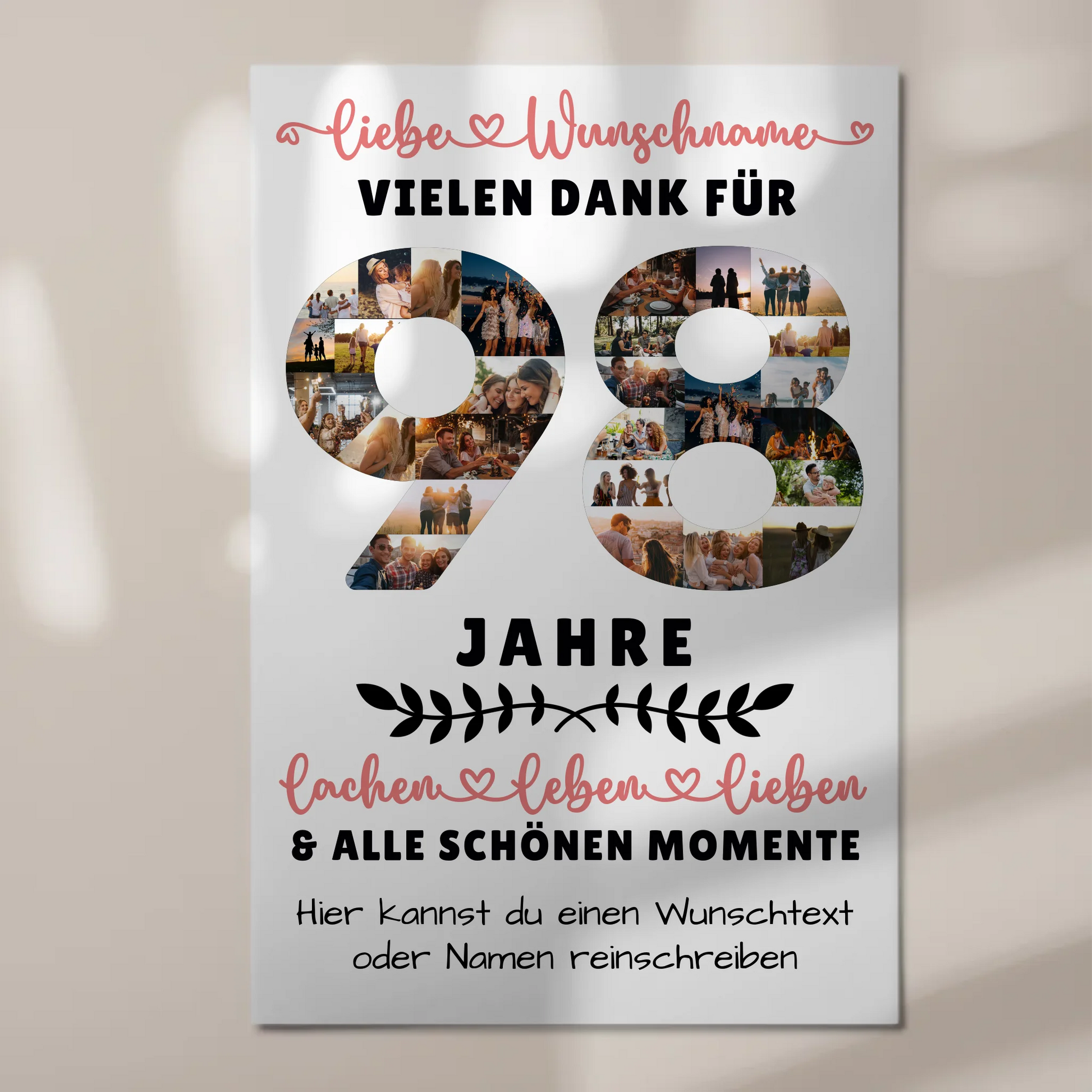 Personalisiertes Magnet Fotoboard 98 Geburtstag Für Oma Opa Papa & Mama 1