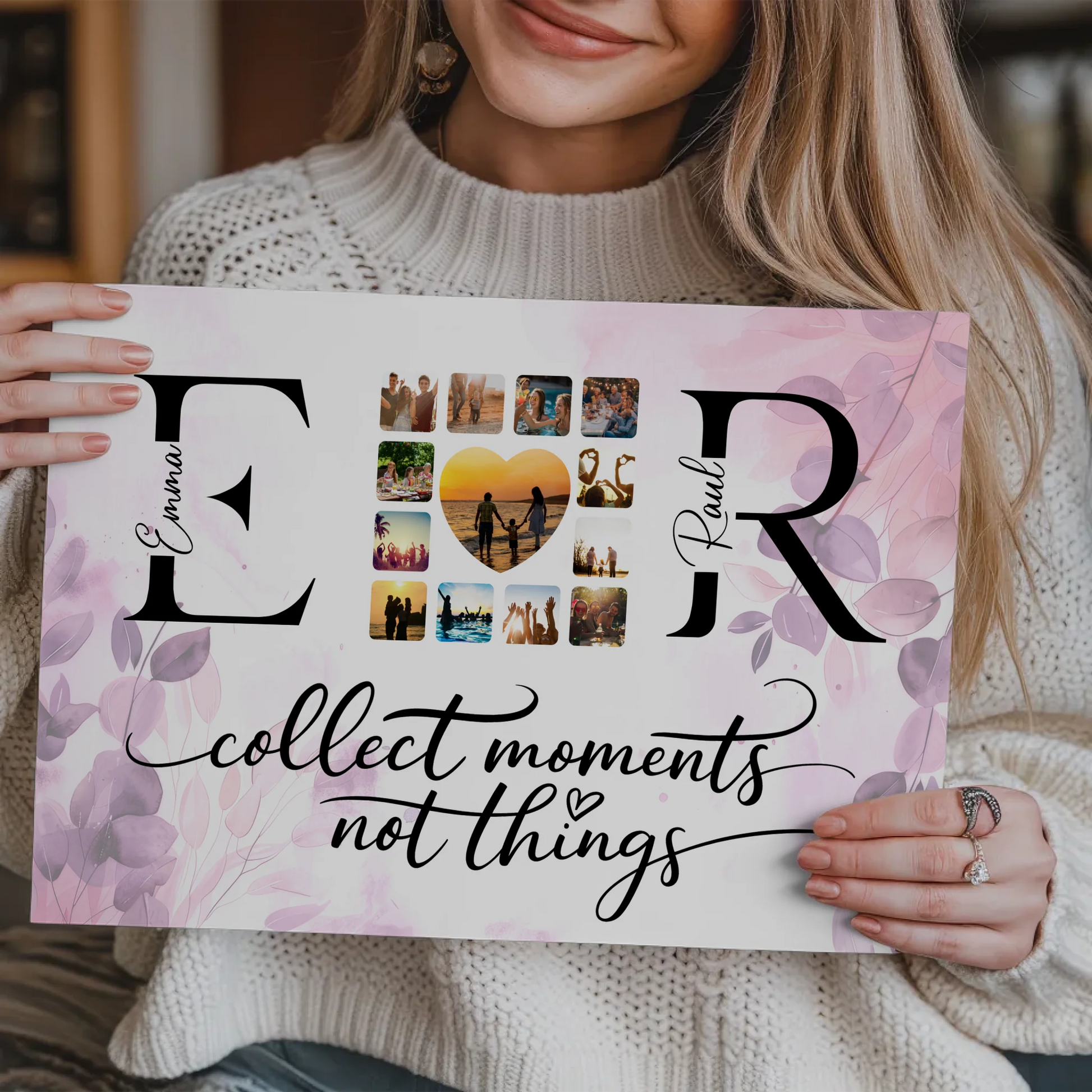 Fotoboard Magnetisch Liebe für Paare Mit Namen Initialien und Fotos Collect Moments 3