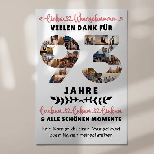Personalisiertes Fotoboard Magnet Wandbild 93 Geburtstag Für Opa Oma Mama & Papa 1