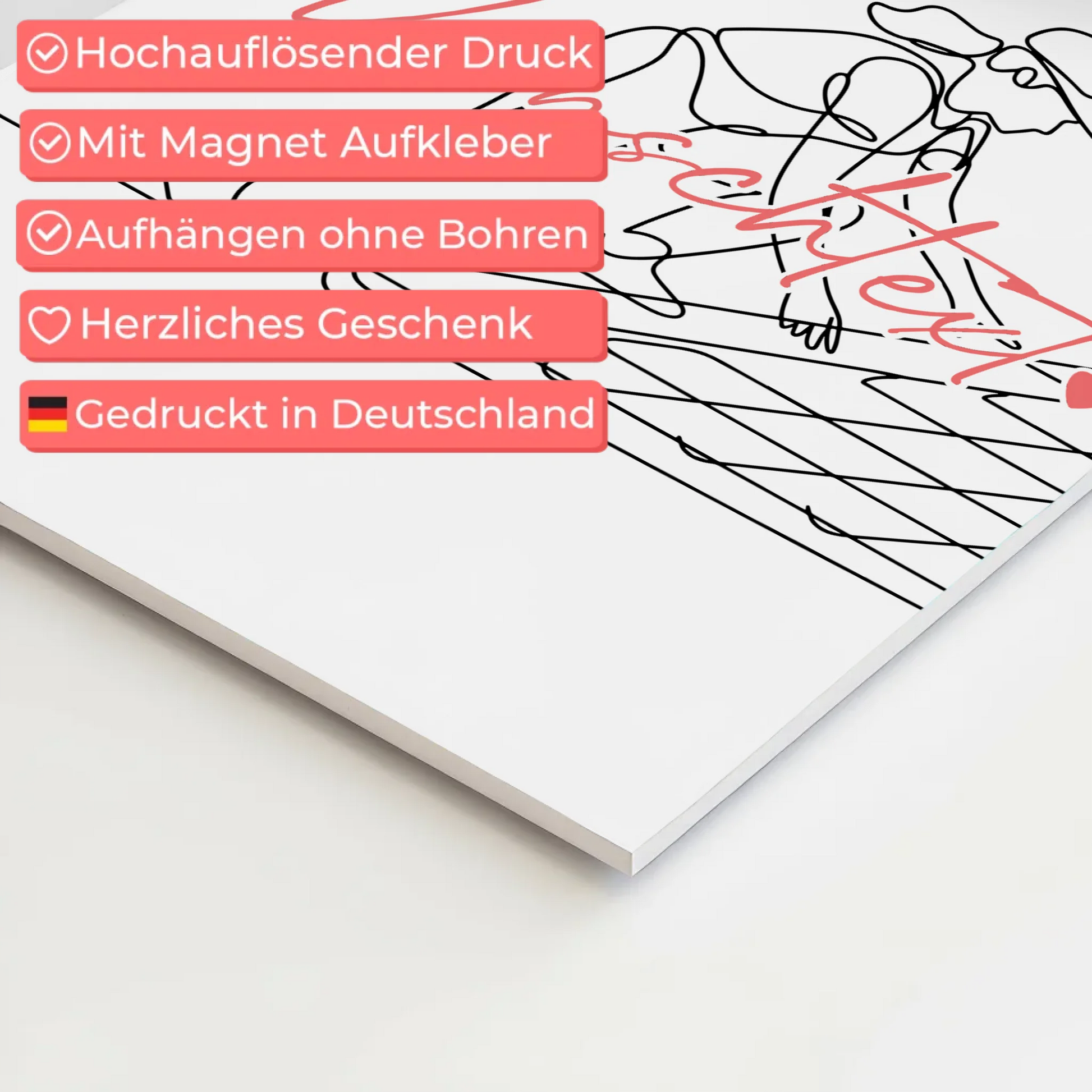Personalisiertes Fotoboard Magnetisch Lineart Dachdecker Geschenk Tochter & Schwester 4