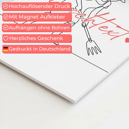 Lineart Fotoboard Magnet Wandbild Gartenarbeit Geschenk Tochter & Schwester