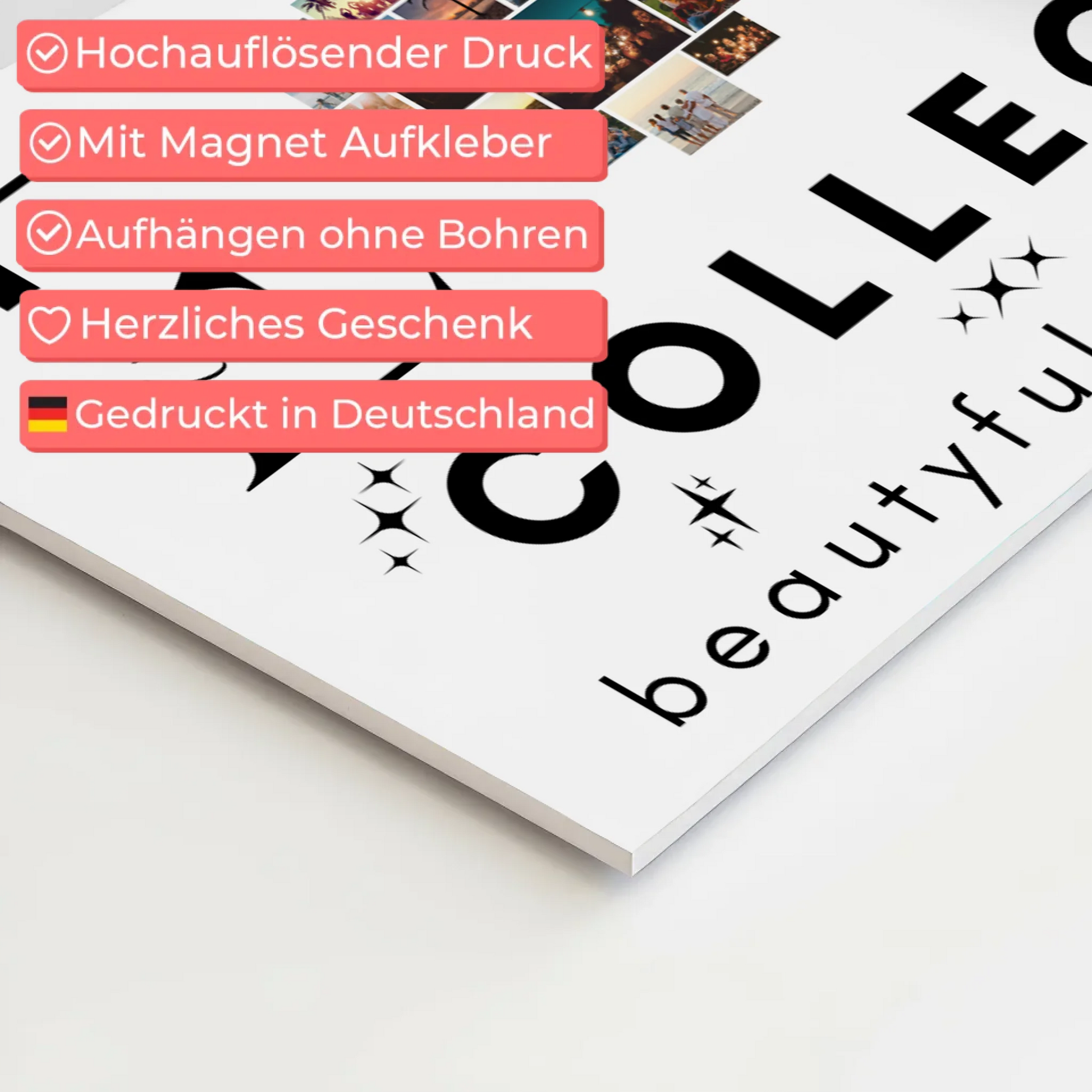 Personalisiertes Fotoboard Magnet Wandbild Paare Mit Fotos Initialien und Fotos Te Amo 4