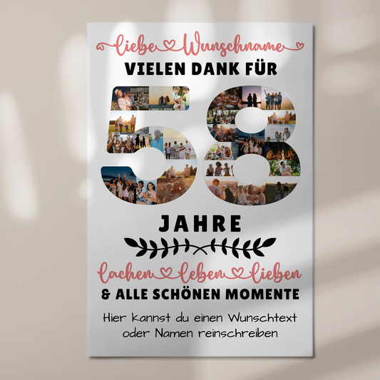 Personalisiertes Fotoboard Magnet Wandbild 58 Geburtstag Für Schwester Bruder Papa & Mama 1