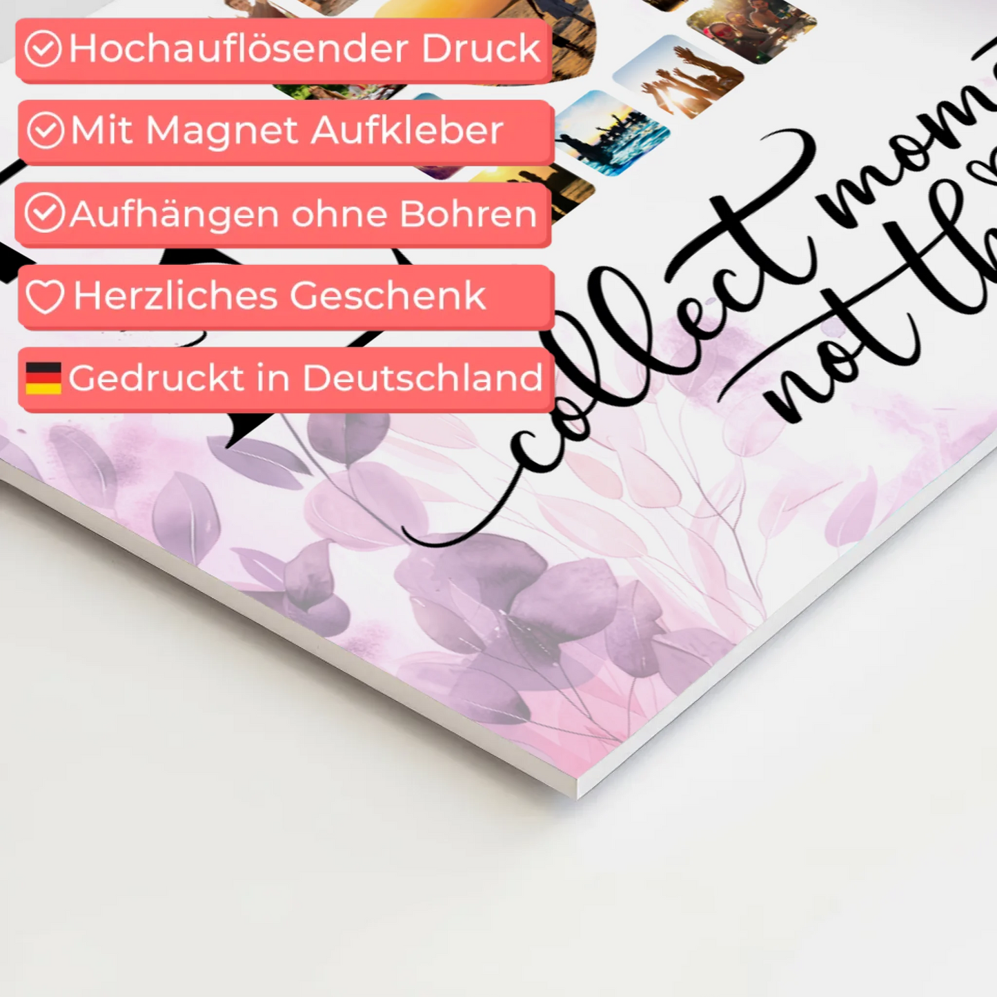 Fotoboard Magnetisch Liebe für Paare Mit Namen Initialien und Fotos Collect Moments 4