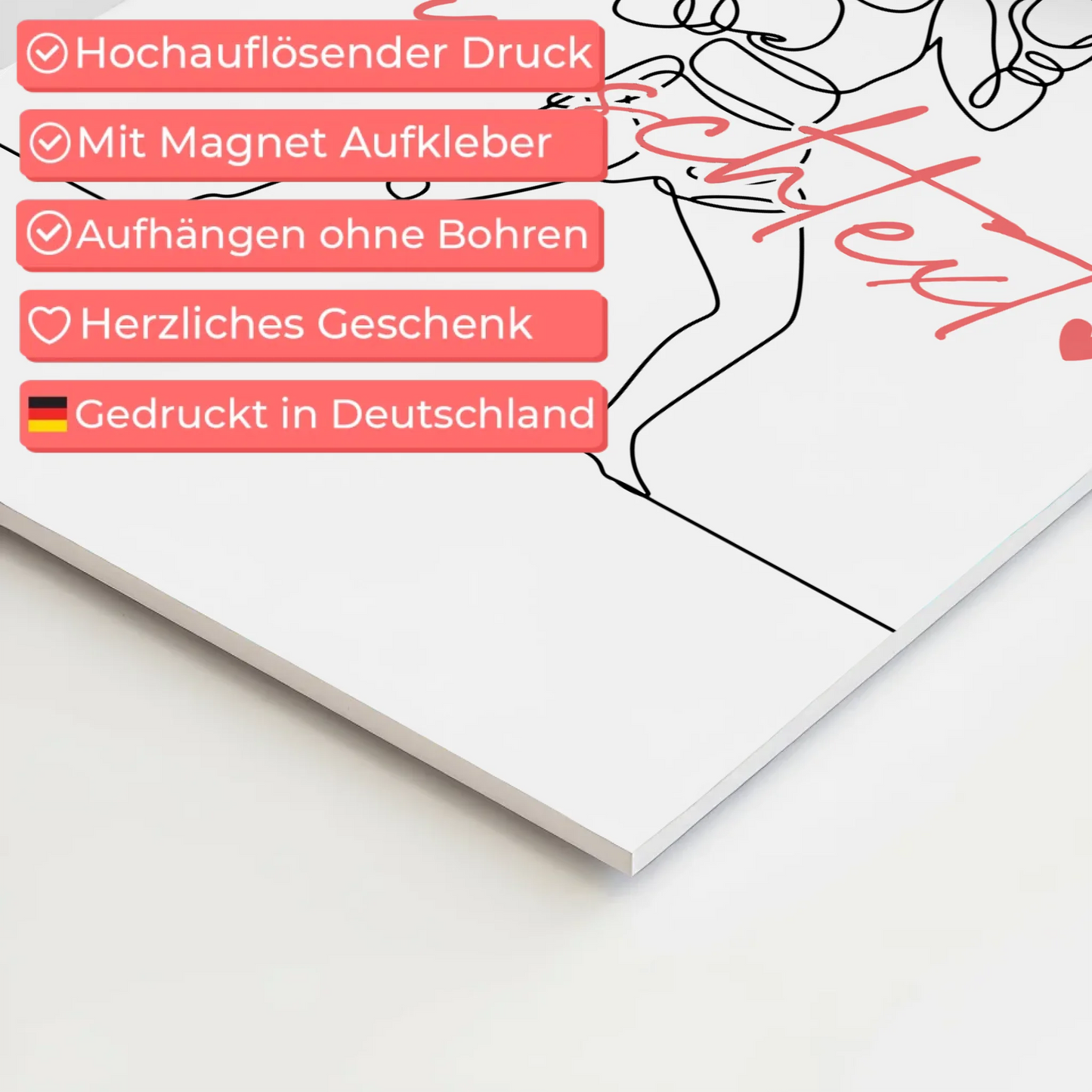 Lineart Fotoboard Magnet Wandbild Boxen Geschenk Tochter & Schwester