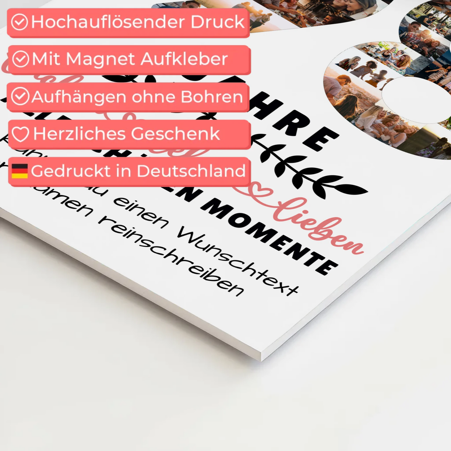 Personalisiertes Magnet Fotoboard 98 Geburtstag Für Oma Opa Papa & Mama 4