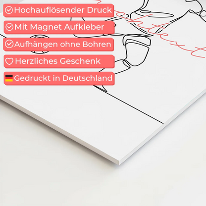 Lineart Fotoboard Magnetisch Personalisiert Fußball Geschenk Tochter & Schwester