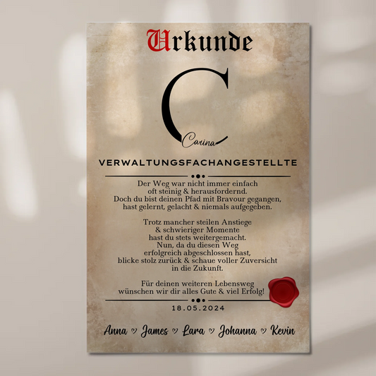 Ausbildungsabschluss Geschenk Verwaltungsfachangestellte Urkunde Magnet Wandbild Fotoboard 1