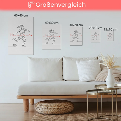Lineart Fotoboard Magnetisch Personalisiert Fußball Geschenk Tochter & Schwester