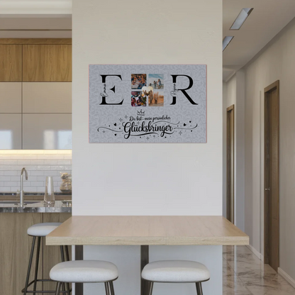 Fotoboard Magnetisch Liebe für Paare mit Initialien Namen und Fotos Personalisiert