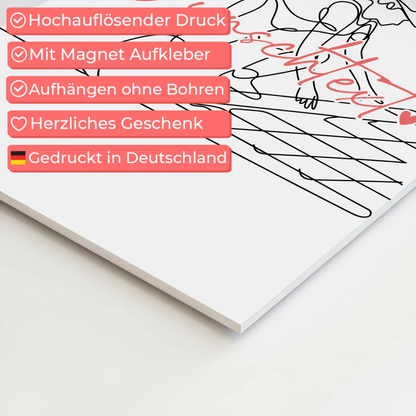 Personalisiertes Fotoboard Magnetisch Lineart Dachdecker Geschenk Tochter & Schwester 10