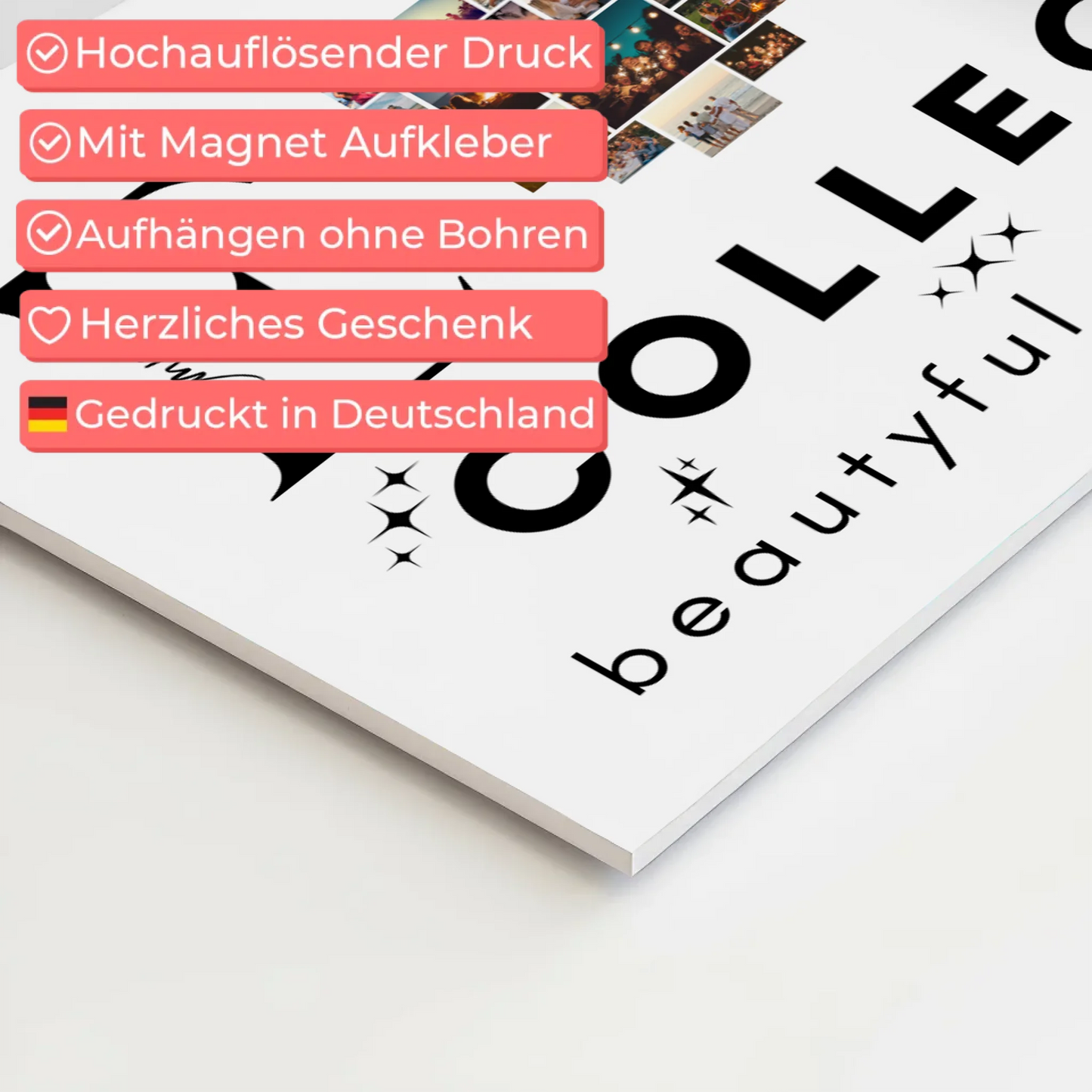 Personalisiertes Fotoboard Magnet Wandbild Paare Mit Fotos Initialien und Fotos Te Amo 10