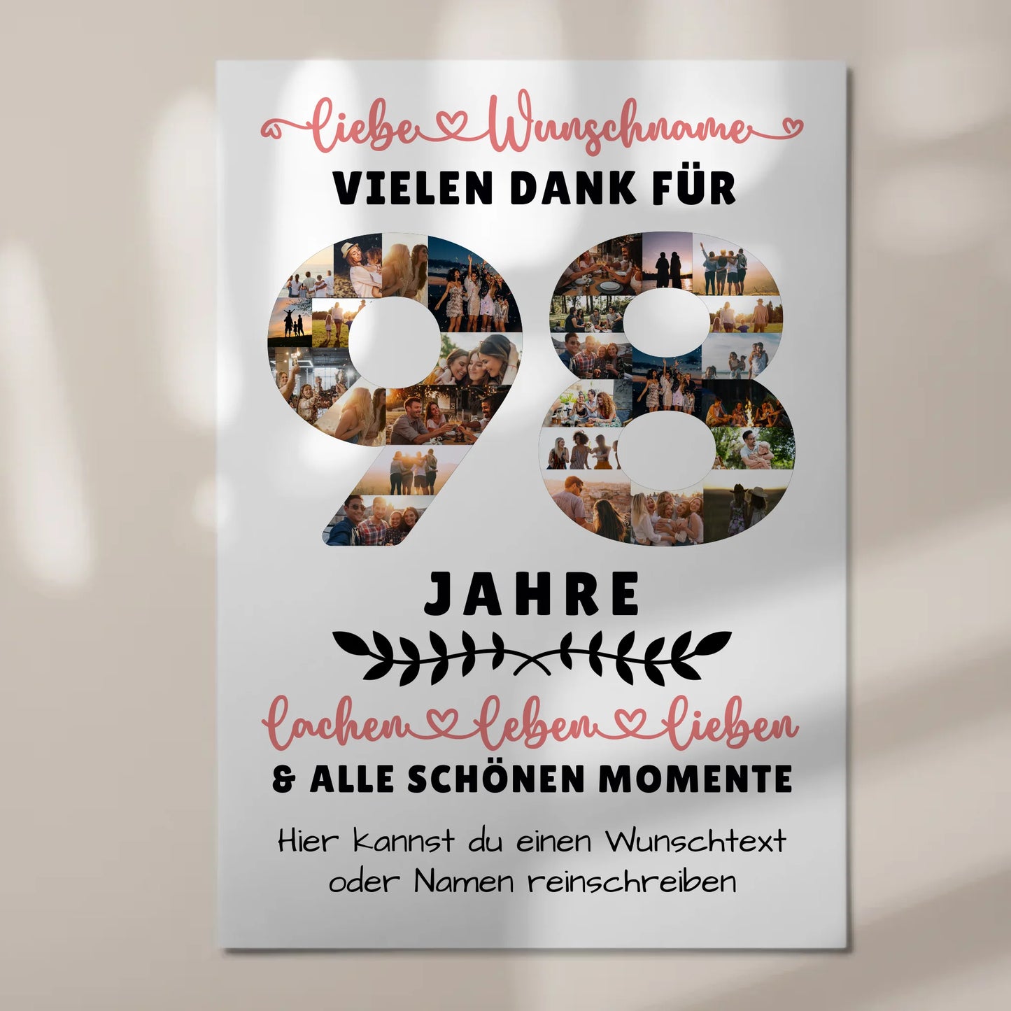 Personalisiertes Magnet Fotoboard 98 Geburtstag Für Oma Opa Papa & Mama 7