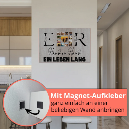Magnet Fotoboard Geschenk Personalisiert Mit Initialien Namen und Fotos Hand In Hand Ein Leben Lang